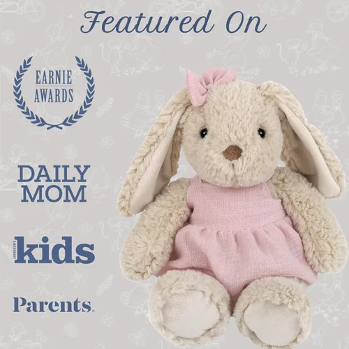 Vista 5 de MON AMI Bettie Bunny - Animal de peluche para niños pequeños, juguete de peluche de conejo suave de 12 pulgadas en vestido rosa con lazo, peluche