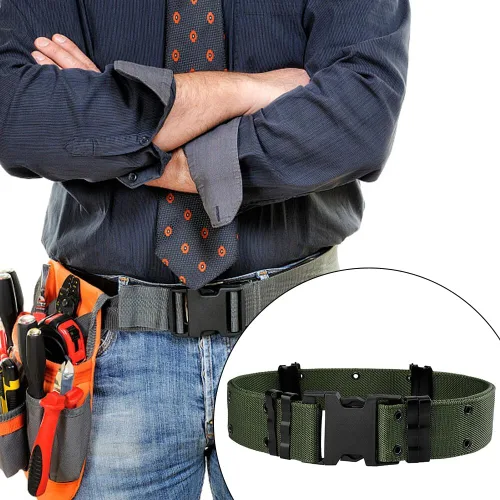 Vista 4 de Cinturón táctico de liberación rápida, ajustable para trabajo militar de 1.5 pulgadas, cinturón de senderismo con hebilla de cinturón de seguridad