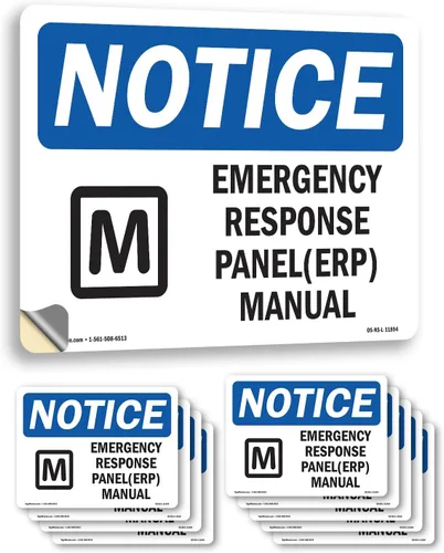 Vista 8 de Emergency Response Plan (ERP) Manual With Symbol OSHA Notice Vinyl Decal Label 7 Inch x 5 Inch - 5 Pack