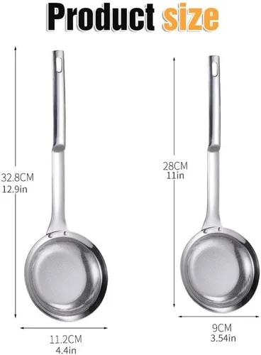 Vista 7 de Colador de acero inoxidable de malla fina, colador de malla fina de acero inoxidable mejorado 2024, colador de alimentos de mango largo para cocina