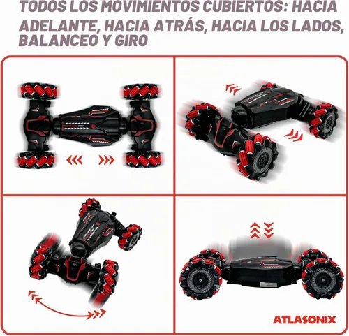 Vista 4 de Coche de acrobacias RC con detección de gestos – Auto RC controlado a mano – Auto de control remoto con acrobacias giratorias de 360°, conducción