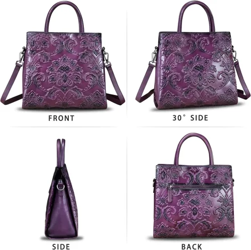 Vista 5 de Bolso bandolera de cuero genuino para mujer, bolso de mano con asa superior, hecho a mano, estilo vintage, bolso cruzado