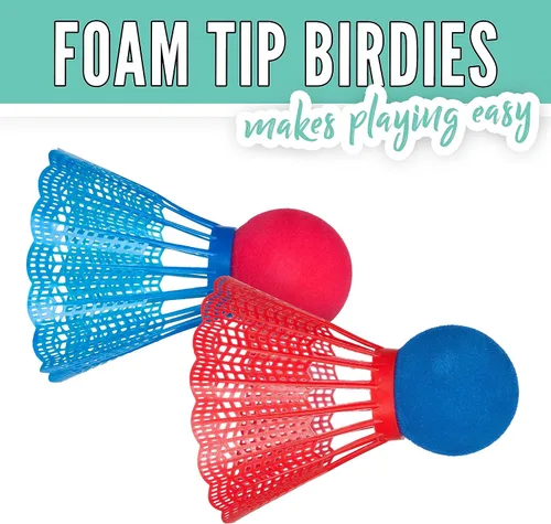 Vista 4 de Franklin Sports Juego de raqueta de bádminton - Smashminton, de gran tamaño, conjunto juvenil para 2 jugadores con pájaros para niños