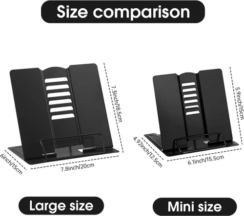 Vista 5 de Honagu Soporte de metal para libros de escritorio, soporte ajustable para libros, manos libres para leer, soporte para documentos, soporte