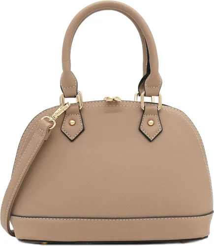 Vista 16 de Bolso de mano clásico Saffiano abovedado con cremallera perimetral Beige