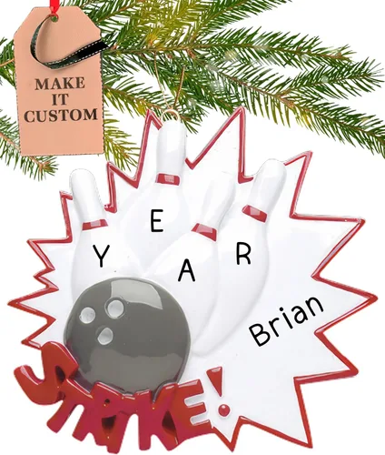 Vista 11 de Adorno de boliche personalizado 2025 Personalización gratuita las 24 horas Adornos deportivos de Navidad grabados con láser para árbol