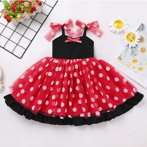 Vista 6 de Vestido tutú para niña, sin mangas, fruncido, vestido de verano con lentejuelas brillantes, lunares, estrellas, princesa, vestido de tul