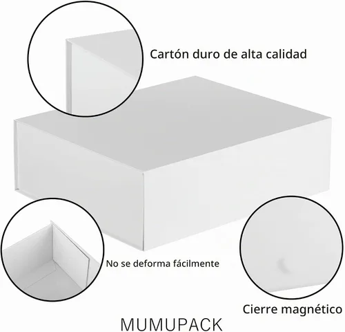 Vista 5 de Caja de regalo plegable blanca extra grande, 19 x 16 x 6 pulgadas, caja rectangular de propuesta de padrino de boda con tapa cierre magnético