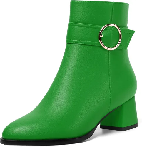 Vista 15 de MERRORI Botas altas de tacón bajo mate mate con cremallera y punta redonda para mujer, 2 pulgadas Beige
