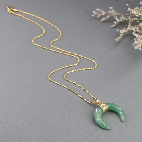 Vista 6 de COAI Collar de luna de cristal curativo para mujer, Piedra, Ágata