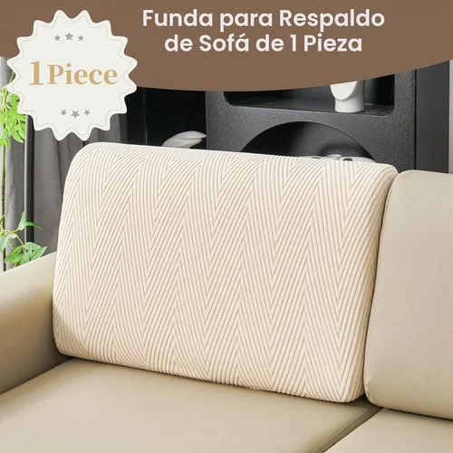 Vista 3 de Fundas de cojín para sofá seccional, fundas de sofá elásticas resistentes al desgaste para sofá universal, protector de cojín elástico lavable, Beige