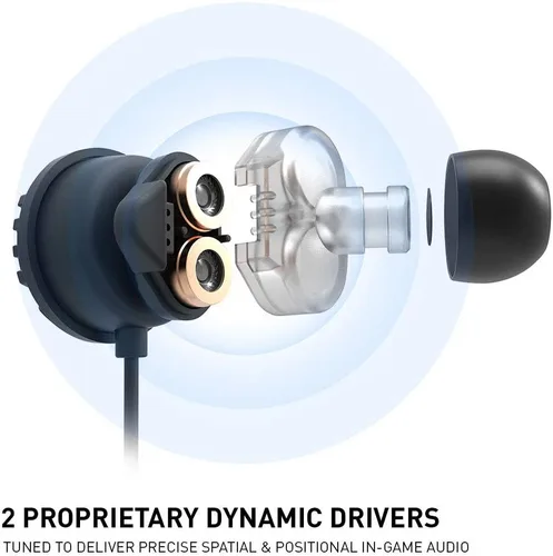 Vista 2 de ADV. NSMO JR - Auriculares para juegos de 2 controladores con doble micrófono desmontable e integrado y control de volumen para juegos móviles
