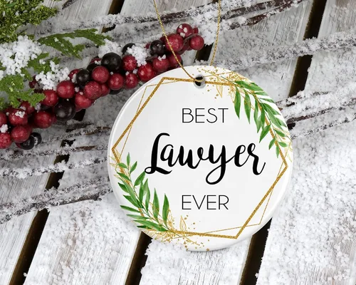 Vista 2 de Lawyer Christmas Ornament - Christmas Ornament Gift for Lawyer - World's Best Lawyer - Best Lawyer Ever - Lawyer Gifts Printed on One Side