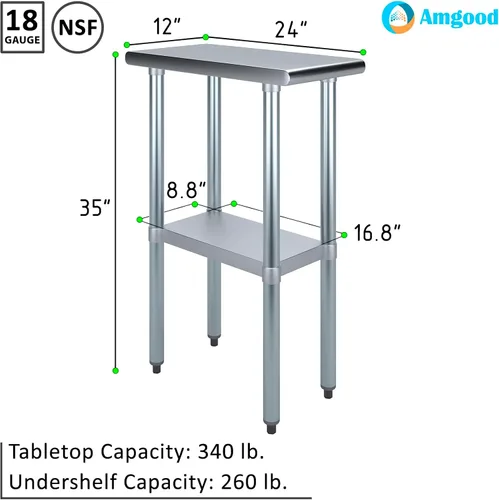 Vista 3 de Mesa de trabajo de acero inoxidable, mesa de metal
