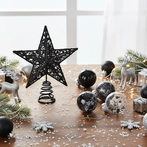 Vista 3 de Gejoy Juego de 25 Adornos de Navidad Adornos de Bola de Navidad con Adorno de Estrella en la Parte Superior del Árbol Adornos Colgantes