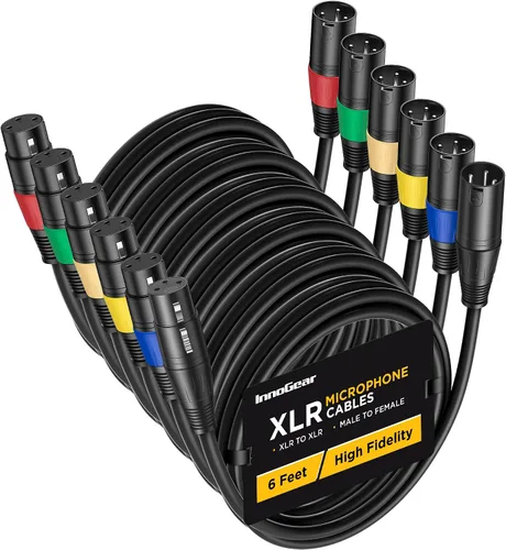 Vista 9 de InnoGear XLR - Cables de micrófono, 3 pies, paquete de 2 cables de cobre sin oxígeno macho a hembra de 3 pines, cable de micrófono XLR equilibrado