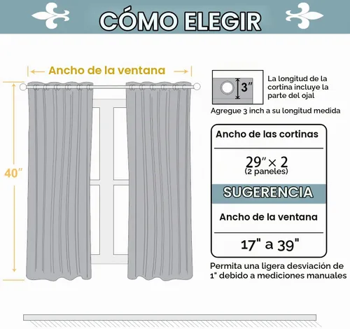 Vista 5 de ChrisDowa - Cortinas cortas para ventana de 40 pulgadas para dormitorio - Cortinas cortas con ojales y aislamiento térmico para oscurecer