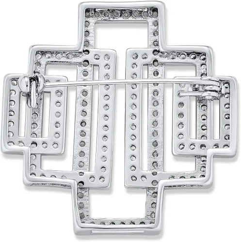 Vista 2 de Bling Jewelry Declaración grande pavé de boda nupcial cristal moda Gatsby Vintage Art Deco estilo bufanda broche broche para mujeres latón chapado