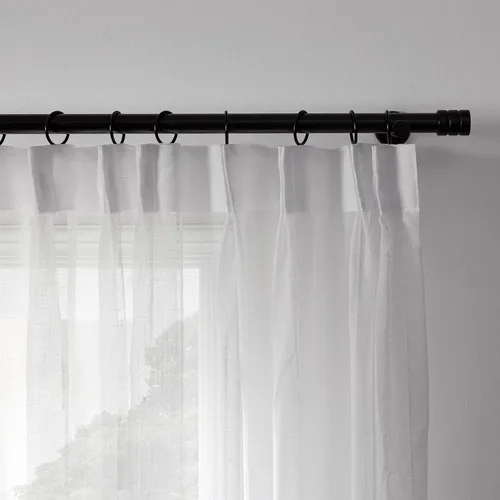Vista 3 de ChadMade Sabina Collection - Panel de cortina traslúcida de lino blanco, diseño de patrón sólido, cortina plisada para dormitorio, 63 pulgadas