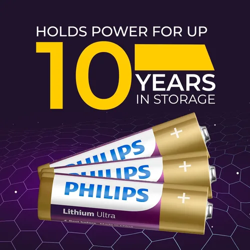 Vista 5 de PHILIPS Paquete de 8 baterías AA de litio, batería doble AA de litio de larga duración, pilas AA de alta capacidad de 1.5 V para dispositivos