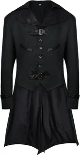 Chaqueta medieval Steampunk para hombre, chaqueta gótica de vampiro, abrigo Frock, disfraz de Halloween, uniforme victoriano gótico retro