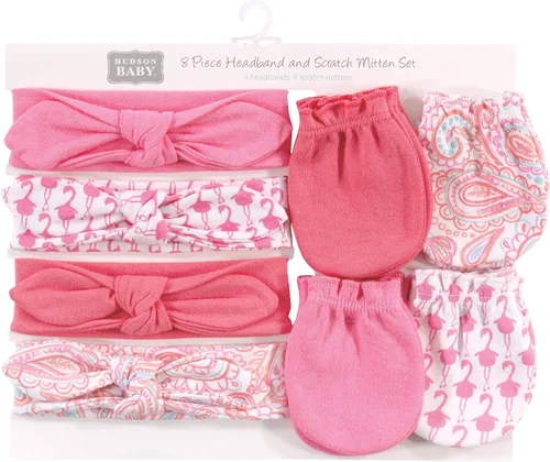Vista 11 de Hudson Baby Conjunto de diadema de algodón y manoplas para rascar para bebé