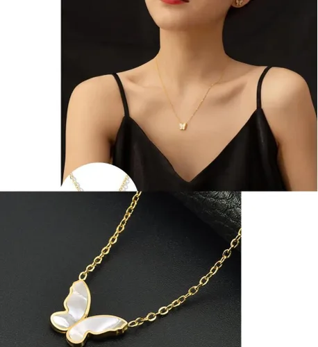 Vista 3 de Collar de mariposa con dije de gargantilla y dije delicado para mujer, joyería para regalos de cumpleaños
