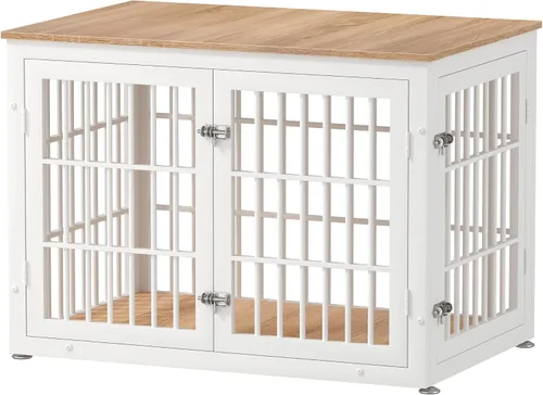 Vista 13 de rehomerance Mueble de jaula de perro resistente de 26 pulgadas para perros pequeños, mesa auxiliar decorativa para casa de mascotas, muebles de Negro