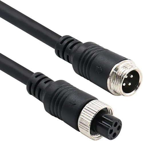 Vista 2 de Cable de extensión de video de automóvil de 4 pines macho a hembra, enchufe de video y cable de alimentación, cable AV, impermeable, monitor