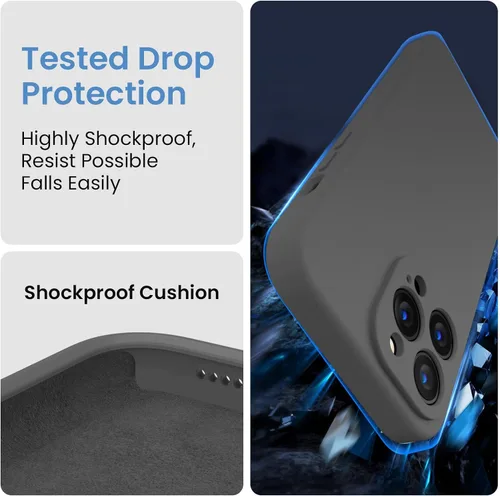 Vista 4 de FireNova Funda para iPhone 14 Pro, funda de silicona mejorada [protección de cámara] con [2 protectores de pantalla], forro interior de microfibra