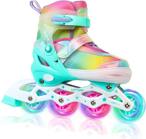 Vista 7 de Patines en línea ajustables para niños, niñas y adultos, patines con todas las ruedas que se iluminan para exteriores, para principiantes, jóvenes