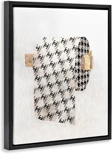 Vista 3 de Stupell Industries Ziwei Li - Papel higiénico con patrón glamoroso, arte en lienzo con marco flotante, negro, 17 x 21 pulgadas, fácil de colgar