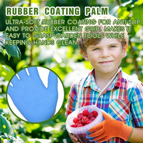 Vista 2 de AIGEVTURE 3 pares de guantes de jardinería para niños de 2 a 13 años, guantes de jardín para niños pequeños, guantes de trabajo de patio para niños
