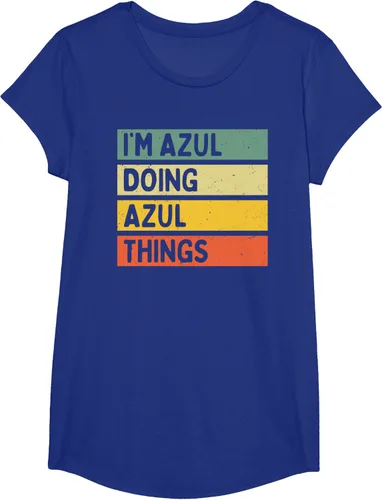 Vista 20 de Camiseta divertida con cita personalizada con texto en inglés "I'm Azul Doing Azul Things