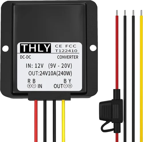 Vista 4 de Convertidor CC de 12 V a 24 V, convertidor Dc-DC de 12 V a 24 V 10 A 240 W con fusible impermeable convertidor elevador para carrito de golf, luz