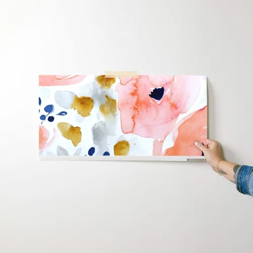 Vista 7 de Spoonflower Papel tapiz para despegar y pegar, papel tapiz extraíble personalizado floral melocotón grande acuarela coral