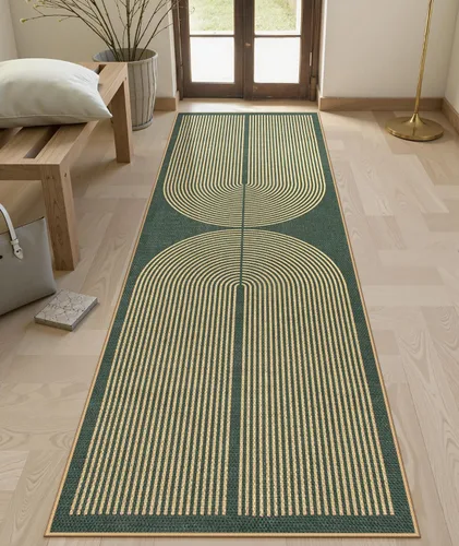 Vista 31 de Lahome Tapetes geométricos para puerta de interior para entrada, alfombra antideslizante lavable de 2 x 3 negro / neutro