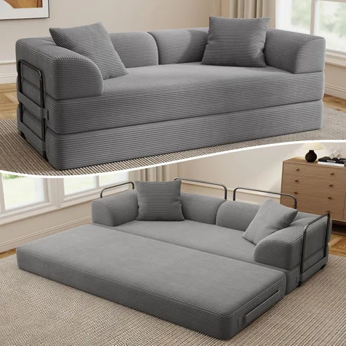 Vista 15 de Sofá cama convertible Cloud sin huesos, sofá de piso de 177,8 cm, 4 en 1, plegable, acomodado, sofá de 2 plazas, sofá cama de espuma de alta