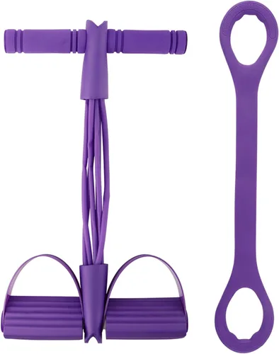 Vista 8 de 21 Bandas de Resistencia para Fitness - 6 Tubos con Pedal y Tirador de Tobillo, Cuerda de Tensión Multifunción, Banda de Resistencia con Pedal
