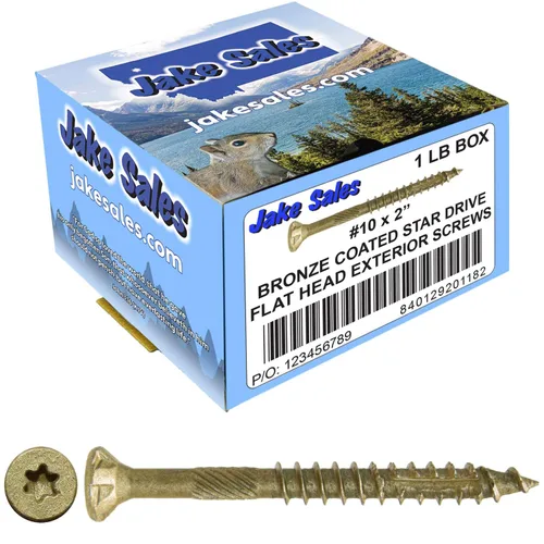Vista 19 de 8 x 1 revestimiento exterior recubierto de bronce, tornillo de madera multiusos compatible con ACQ, cabeza plana Torx/Star Drive de 1 libra, 288