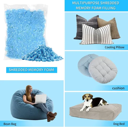 Vista 6 de Relleno de Espuma Viscoelástica con Gel Triturado de 1.13 kg, Relleno Cómodo y Suave para Silla de Puf, Relleno de Espuma Viscoelástica