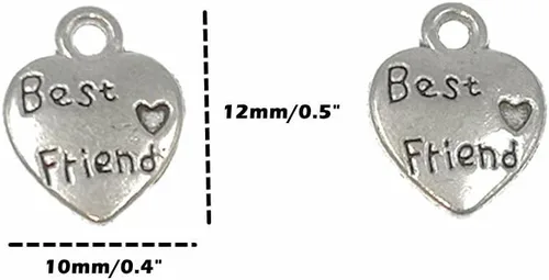 Vista 2 de ALIMITOPIA 60 dijes de letras de Best Friend en forma de corazón de durazno de doble cara para hacer pulseras, collares, joyas y hallazgos