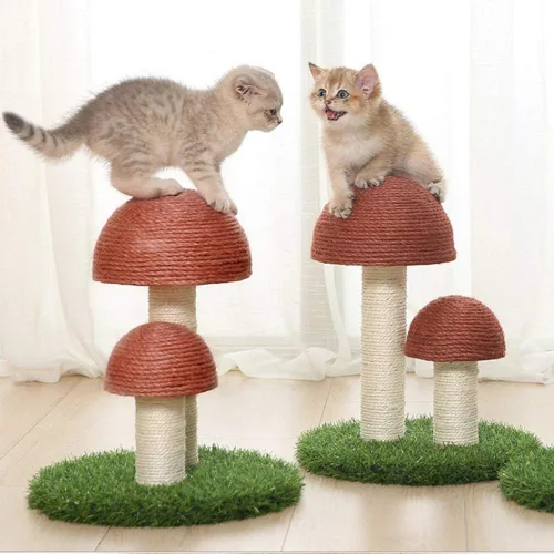Vista 7 de PowerKing Poste rascador de hongos para gatos, poste rascador de garra de 15 x 12 pulgadas para gatito, poste rascador de sisal natural para gatos