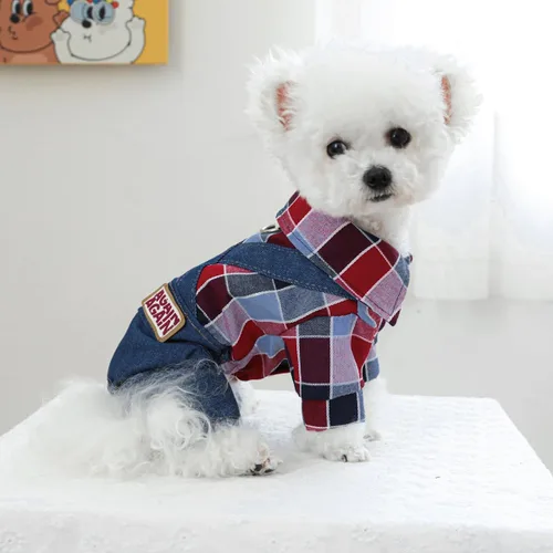Vista 4 de Ropa de invierno para perros, overoles elegantes para mascotas para perros pequeños y medianos, lindo mono para cachorros, ropa clásica para perros