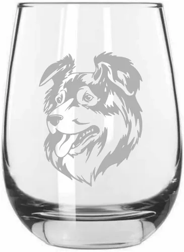 Vista 309 de Shar Pei (chino) - Vaso de vino sin tallo grabado para perro, 15.25 onzas