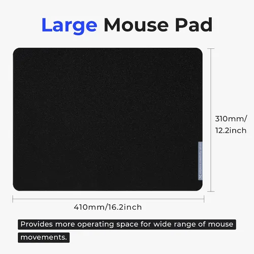 Vista 2 de XVX - Alfombrilla de mouse de vidrio para juegos, color negro, para deportes electrónicos, alfombrilla grande de 16.2 x 12.2 pulgadas, alfombrilla