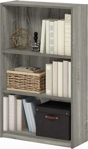 Vista 18 de Furinno Gruen - Estantería pequeña de 2 niveles, estantería con estante abierto y armario de almacenamiento de puertas, 9.3 x 21.8 x 27 pulgadas