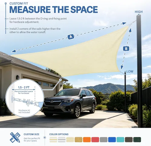 Vista 6 de E&K Sunrise - Toldo parasol rectangular de 14 x 18 pies, bloquea los rayos UV, para pérgola, patio, jardín al aire libre (beige)
