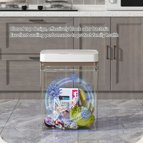 Vista 5 de Asixxsix Bote de basura de baño sin contacto, 18 L, 4.75 galones, con sensor de movimiento automático, funciona con pilas, delgado e inteligente