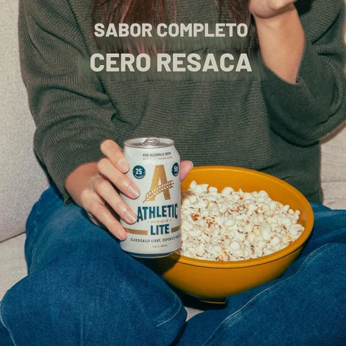 Vista 4 de Athletic Brewing Company Cerveza artesanal sin alcohol, baja en carbohidratos con cuerpo ligero de arroz y malta, combina con ensalada y pizza